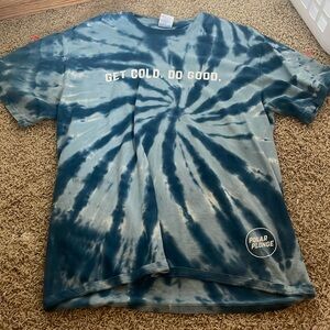 Blue tie-dye polar plunge shirt
